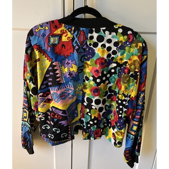 Speed Limit MPH Vtg Floral Bright Geometric 80s 90s Womens Large Jacket Bold - Picture 2 of 10